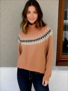 michel studio collection Chic pink Sweater with fuzzy Geometric Pattern size 2X